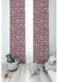 Resim Mekta Home Bebek Ve Çocuk Odası Karışık Desenli 2 Kanat Fon Perde 