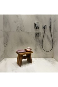 Resim Shark Anatolia Iroko Ahşap Banyo Taburesi Oturak L Boy (H=30.5 CM) 