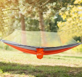 Resim Hamak 7410 Fileli ve Cibinlikli Pro Hamak 190x70cm Turuncu-Gri 