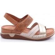 Resim Dgn M11-6419 Kadin Sandalet Taba Altın Açık Bej 