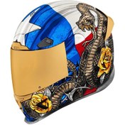 Resim Icon Airframe Pro Tejas Libre Kapalı Motosiklet Kaskı Siyah Mavi Beyaz 