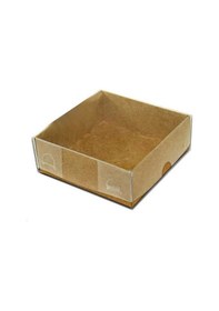 Resim Kutu Naturel Kraft Kağıt Ve Asetat 8x8x3 Cm 50 Adet 