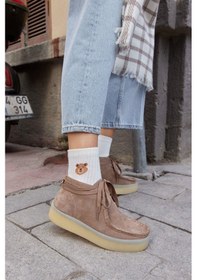 Resim Amber Vizon Hakiki Süet Kadın Bağcıklı Bot-vizon Vizon 