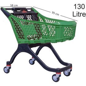 Resim 130 Litre Kartal Plastik Market Alışveriş Arabası Yeşil / En:58 Boy:95 Yükseklik:98 Cm 