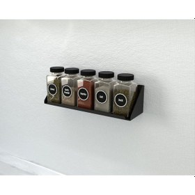 Resim Aju Modern Baharat Rafı, Minimalist Mutfak Depolama, Metal Duvar Baharat Rafı, Mutfak Düzenleyici Raf Siyah 