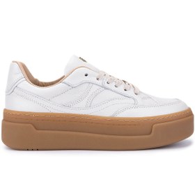 Resim Tamer Tanca Kadın Hakiki Deri Kırık Beyaz Sneakers & Spor Ayakkabı 