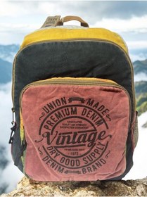 Resim Dark Cotton Kaliteli Vintage Salaş Yıkama Kumaş Disayn Günlük Gezi Okul Sırt Çantası 30cmx40cm Pembe - Siyah 