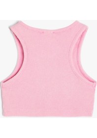 Resim Koton Crop Atlet Kolsuz Yuvarlak Yaka Ribanalı Pamuklu Pembe 4skg30080ak Pembe 