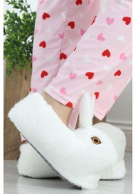 Resim Kadın Kız Çocuk Kombin Hayvanlı Tavşanlı Panduf Ev Botu Kırmızı 
