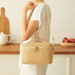 Resim Küçük Boy Jüt Soğuk Tutan Çanta 23 X 16 X 15 Cm 