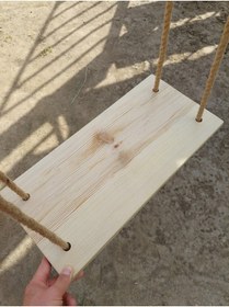 Resim BBS Dekoratif Doğal Ahsap Jüt Ipli Park Bahçe Balkon Salıncağı Büyük Boy 