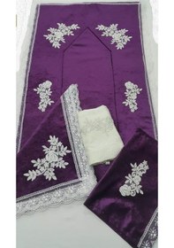 Resim Çeyizlik Kadife Seccade Takımı Mürdüm Bohça Seti 4 Parça 