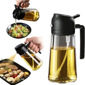 Resim 1 adet 2-in-1 Zeytinyağı Dağıtıcısı ve Pişirme Spreyi Şişesi, 16oz Otomatik Flip-Top Tasarım, Dayanıklı Polietilen Tereftalat, Mutfak ve Yemek Odası Kullanımı İçin İdeal, Mutfak Yağı Dağıtıcısı | Modern Mutfak Aksesuarı | Dayanıklı Plastik 