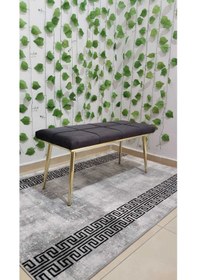 Resim Özcan Metal Gold Metal Ayaklı Metal Kasalı Bench Mutfak Salon Antre Yatak Odası Balkon Puf Bank Antrasitgri 