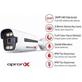 Resim Apronx Ax-bn260s 6mp 2.8mm Full Color Mikrofonlu Bullet Ip Kamera 