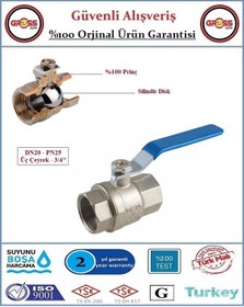 Resim Küresel Temiz Su Vanası - %100 Prinç - 3/4'' 3/4" 