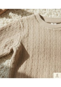 Resim Nanica Kids Minibohe Çocuk Jakarlı Sweatshirt Bej Bej 