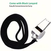 Resim 2 Adet Paslanmaz Çelik Düdük Seti, Siyah Deri Askılı Basit Tasarımlı. Dayanıklı ve Dayanıklı, Koçlar, Hakemler ve Çeşitli Spor Etkinlikleri İçin Uygun. 