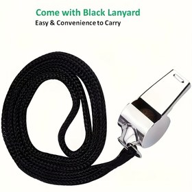 Resim 2 Adet Paslanmaz Çelik Düdük Seti, Siyah Deri Askılı Basit Tasarımlı. Dayanıklı ve Dayanıklı, Koçlar, Hakemler ve Çeşitli Spor Etkinlikleri İçin Uygun. 