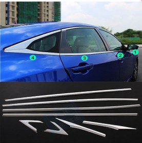 Resim Honda Civic Fc5 8 Parça Krom Cam Çıtası 2016 - 2021 Mükemmel Mlz. 