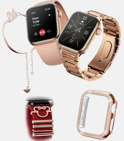 Resim XTRIKE ME G Mini Plus Rose Gold Smart Watch 41 Mm 3 Kordon Mickey Charm Bileklik Hediyeli Akıllı Saat 