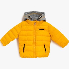 Resim Erkek Bebek Kapüşonlu Fermuarlı Şişme Mont 