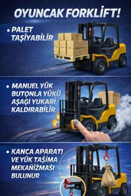 Resim YILDIRIM OYUNCAK İnşaat Sesli Işıklı Kancalı Palet Aksesuarlı Ful Fonksiyonlu 25 cm İş Makinesi Oyuncak Forklift 