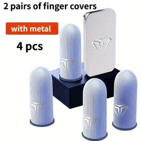 Resim Gaojunshop01 Kimp 4 Parça Oyun Parmak Kılıfı Metal Kutulu Beyaz Terletmez Nefes Alır 