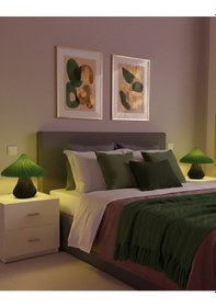 Resim Sincara Home Mantar Abajur / Siyah Gövde 9 Renk Yeşil Şapka 