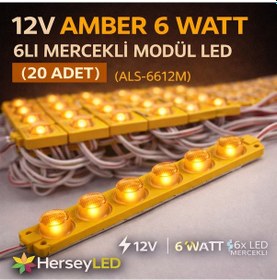 Resim 12v Amber 6 Watt 6lı Mercekli Modül Led 20 Adet Amber 
