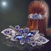 Resim Rhinestone Bahar Klipsi Zarif Basit Çiçek Yarım Kravat Saç Klipsi Şık Kadınların Baş Aksesuarı 