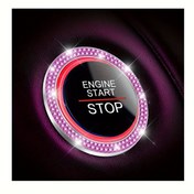 Resim 1 adet Araba Bling Motor Başlatma Halkası Çıkartmaları, Araba İtme Başlatma Düğmesi Kapağı, Anahtar İgnisyon Düğmesi Bling Halka, Kadınlar İçin Parlayan Araba İç Aksesuarları 
