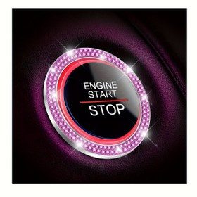 Resim 1 adet Araba Bling Motor Başlatma Halkası Çıkartmaları, Araba İtme Başlatma Düğmesi Kapağı, Anahtar İgnisyon Düğmesi Bling Halka, Kadınlar İçin Parlayan Araba İç Aksesuarları 