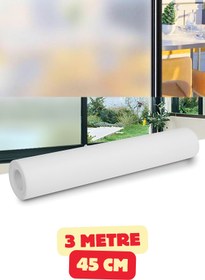 Resim UV Engelleyici Buzlu Cam Film Kendinden Yapışkanlı Folyo Duşakabin Balkon Cam Filmi 3m x 45cm 