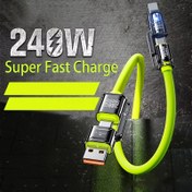 Resim 240W MAX 4'ü 1 Arada Hızlı Şarj Kablosu, İki Çekme İki Şarj Kablo ile USB-A / Type-C / Lightning, Dört Bir Arada Hızlı Şarj Kablosu iPhone 16/15/14/13/12/11 Pro Max için, Samsung Galaxy S25 / S24 / S23 Ultra için, LG için, Moto G için, Google Pixel için 