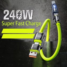 Resim 240W MAX 4'ü 1 Arada Hızlı Şarj Kablosu, İki Çekme İki Şarj Kablo ile USB-A / Type-C / Lightning, Dört Bir Arada Hızlı Şarj Kablosu iPhone 16/15/14/13/12/11 Pro Max için, Samsung Galaxy S25 / S24 / S23 Ultra için, LG için, Moto G için, Google Pixel için 