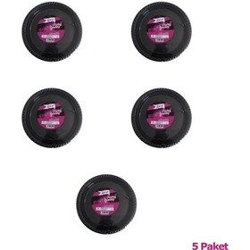 Resim Roll-up Kullan At Renkli Siyah Parti Davet Plastik Tabak - 22 Cm. - 25 Adetlik 5 Paket 