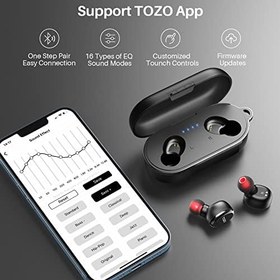 Resim TOZO T10S IPX8 ENC Gürültü Engelleme Bluetooth 5.3 TWS Kablosuz Kulaklık Siyah 