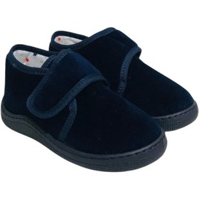 Resim Stella Pendenza Lacivert Kadife Kids Çocuk Ünisex Panduf Cırtlı Rahat Kaydırmaz Taban Ev Patiği Ayakkabı Kp-9512 