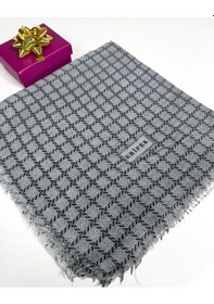 Resim Eripek Desenli Flamalı Keten Eşarp- 06112 Haki-gri 