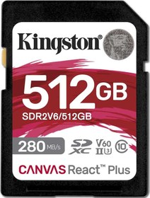Resim Kingston SDR2V6 Canvas React Plus V60 512 GB D Hafıza Kartı 