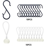 Resim Elmpaly Ağır Hizmet Siyah Çadır İpi 10lu Set 122 Lb Çekme Dayanımı Top Bağlantılı 