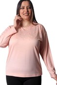 Resim Sude Gry Kadın Somon Uzun Kol Kagi Peye Bluz 3055 