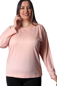 Resim Sude Gry Kadın Somon Uzun Kol Kagi Peye Bluz 3055 