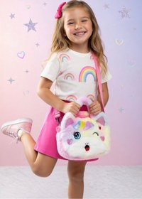 Resim Mollycrush Kız Çocuk Renkli Peluş Çanta Unicorn Tasarımlı Ayarlanabilir Askılı Omuz Ve El Çantası 