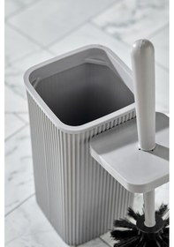 Resim Line Çizgili Kare Kapaklı Wc Banyo Fırçası - Tuvalet Fırçası Gri 