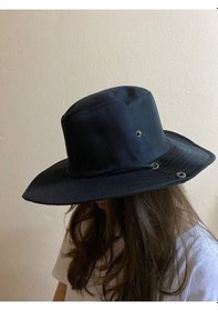 Resim Reva Unisex Yazlık Katlanabilir Safari Fötr Şapka - Çıtçıtlı Ve İp Detaylı Siyah 