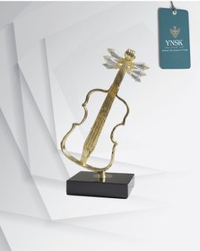 Resim YNSK Kristal Detaylı Altın Renk Dekoratif Keman/ Gitar 
