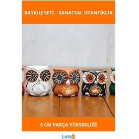 Resim Ahşap 5'li Baykuş Figür Seti 5cm Dekorasyon 1 Adet 