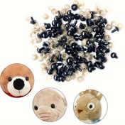 Resim 100 adet Siyah Plastik Güvenlik Gözleri Hayvan Bebek Ayıcık DIY El Sanatları Bebek Aksesuarı 5-24mm 